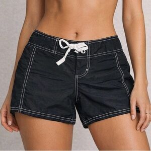Tommy Bahama Black Swim Board Shorts White Stitching Drawstring Size Small Beach